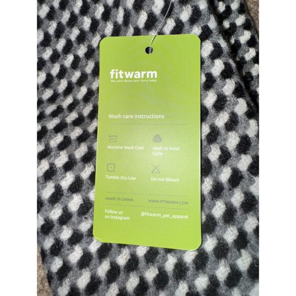 Fitwarm Dog Sweater Knit Hoodie Black & White Houndstooth Pattern - Picture 7 of 10